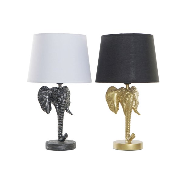 Bordlampe  Hvid Sort Polyester Harpiks 220 V Gylden Elefant 50 W (2 pcs) (25 x 25 x 44 cm)