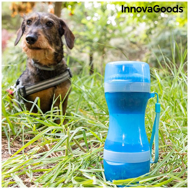 Flaske med beholder til vand og mad til kæledyr 2 i 1 Pettap InnovaGoods
