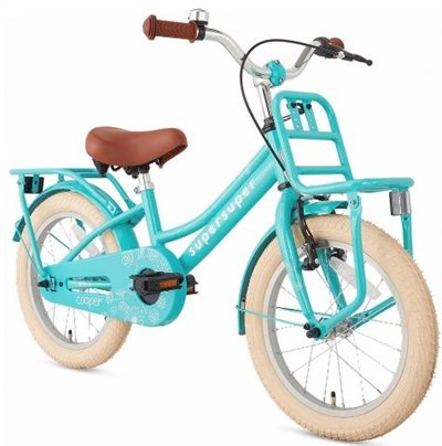 tommer turkis retro cykel m/ støttehjul til 4-6 årig